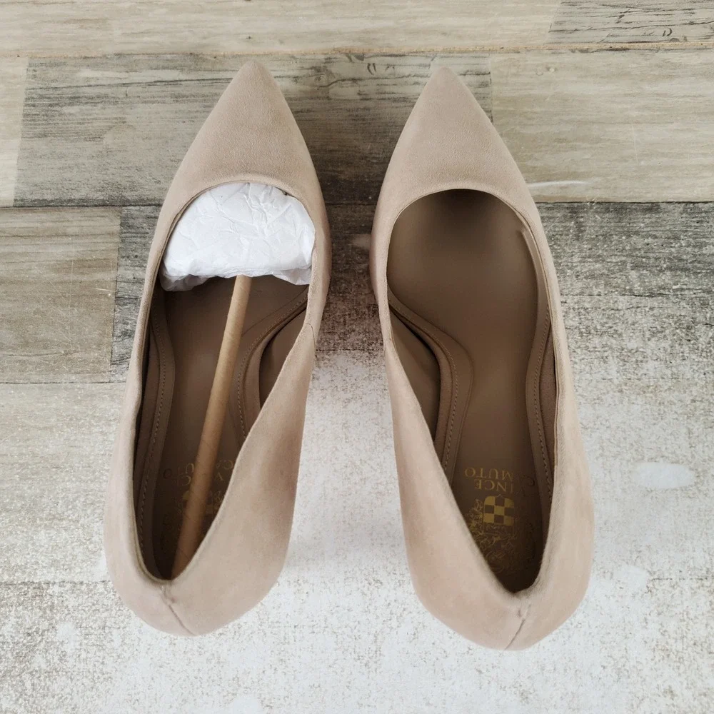 Vince Camuto Kehlia Womens Pumps Sz 6.5 M Tortilla Torano Suede Kitten Heel